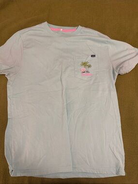 chubbies Light Blue Pocket Tee with Palm Embroidery